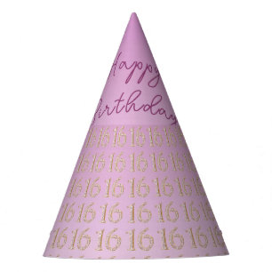 Chapeaux De Fètes Rose Gold Parties scintillant Numéro 16, Sweet 16