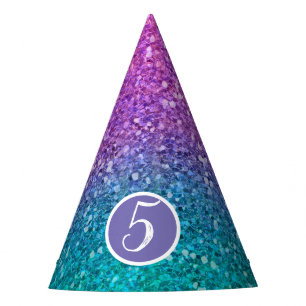 Chapeaux De Fètes Rose Turquoise Aqua Bleu Et Violet Pailleté Scinti