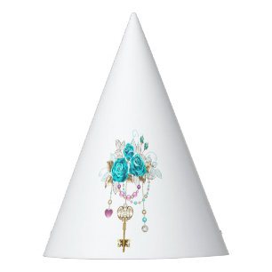 Chapeaux De Fètes Roses turquoise avec touches