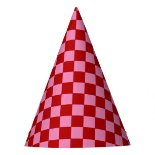 Chapeaux De Fètes Rouge à carreaux et rose chaud