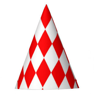 Chapeaux De Fètes Rouge blanc Arlequin Diamants Checkers Design