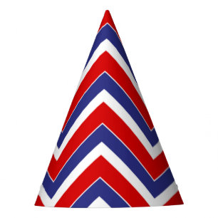 Chapeaux De Fètes Rouge, Blanc, Bleu Chevron 1 PAPIER CASQUETTES DE