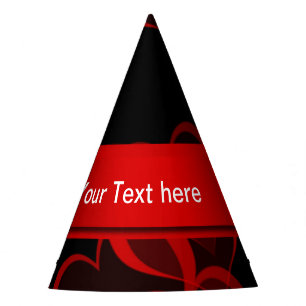 Chapeaux De Fètes rouge coeur dans le modèle de texte noir
