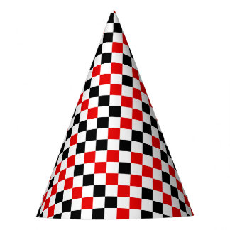 Chapeaux De Fètes Rouge Noir et Blanc Carreaux