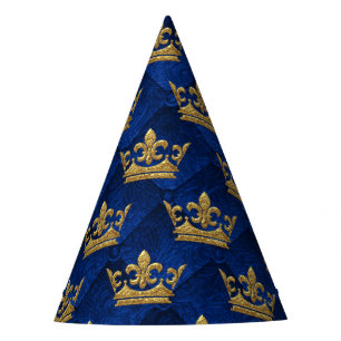 Chapeaux De Fètes Royal Blue & Gold Crown Prince fête d'anniversaire