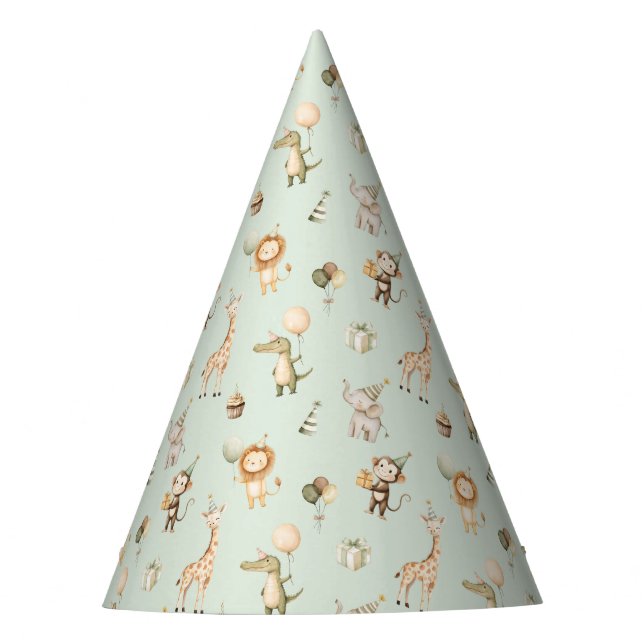 Chapeaux De Fètes Safari Animaux Casquette fête d'anniversaire 1ère  (Devant)