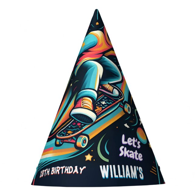 Chapeaux De Fètes Scooter Jump Zone Skateboard 13e anniversaire (Devant)