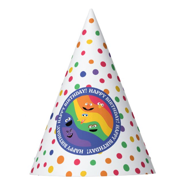 Chapeaux De Fètes Sesame Street Pals Rainbow Joyeux anniversaire (Devant)