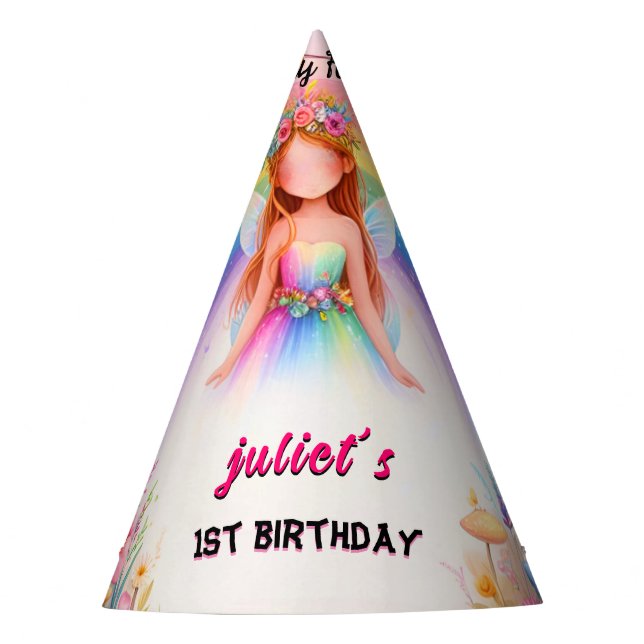 Chapeaux De Fètes set mignon Floral Rose fille fée premier 1er anniv (Devant)