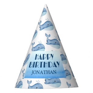 Chapeaux De Fètes Simple mignonne Baleine Bleu Mer Joyeux Anniversai