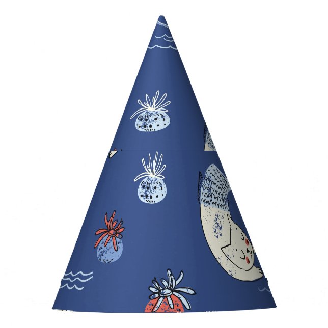 Chapeaux De Fètes Sirène de chat, motif transparent texturé. (Devant)