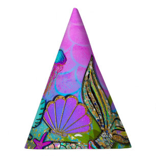 Chapeaux De Fètes Sirènes et Coquillages Fête Rose Étincelante
