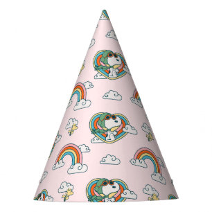 Chapeaux De Fètes Snoopy & Woodstock Rainbow Heart Motif