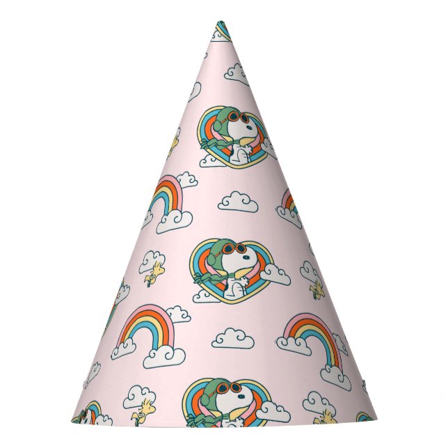 Chapeaux De Fètes Snoopy & Woodstock Rainbow Heart Motif (Devant)