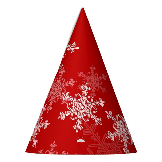 Chapeaux De Fètes Snowflakes blanc rouge Noël minimaliste (Gauche)