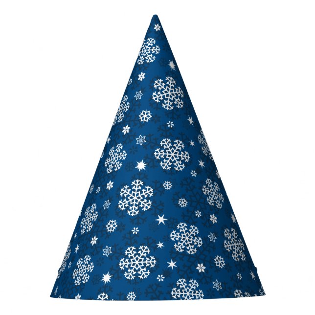 Chapeaux De Fètes Snowflakes Motif sur Blue (Devant)