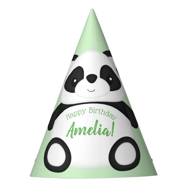 Chapeaux De Fètes Soirée d'anniversaire de l'Ours Panda Vert (Devant)