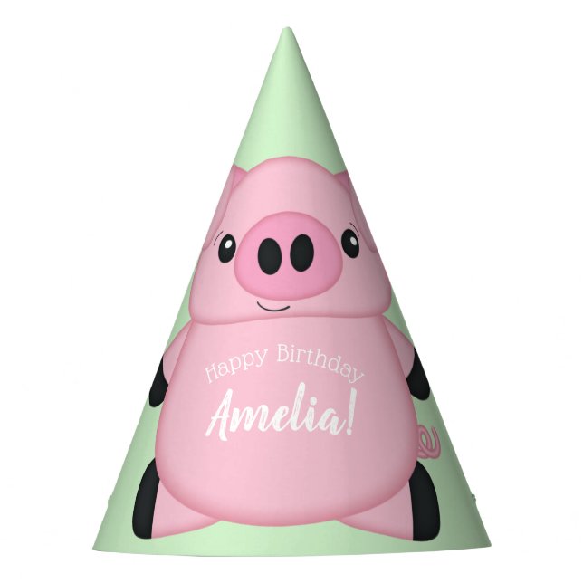 Chapeaux De Fètes Soirée d'anniversaire du cochon vert (Devant)