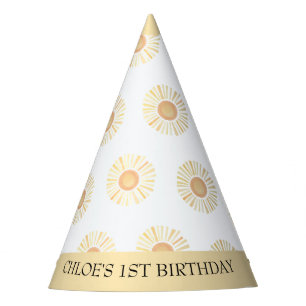 Chapeaux De Fètes Soleil Soleil Boho Premier anniversaire Jaune Bohè