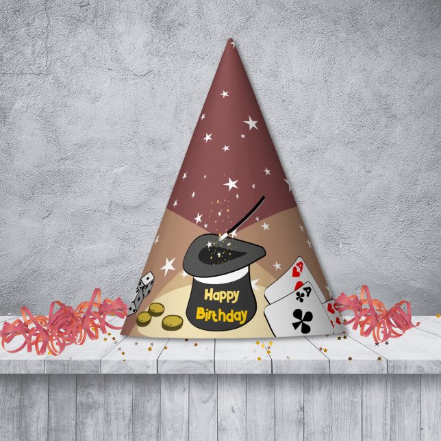 Chapeaux De Fètes Spectacle magique Anniversaire Fête Red Kids (Magic Show Birthday Party Red Kids Party Hat, Custom Text, Color)