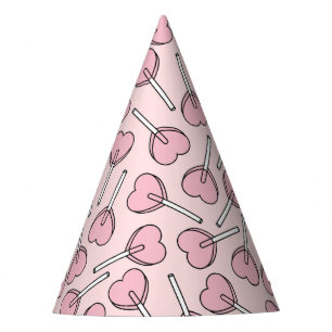 Chapeaux De Fètes Sucettes roses, sucettes en forme de cœur, motif d
