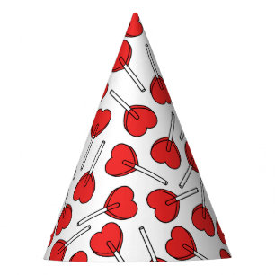 Chapeaux De Fètes Sucettes rouges, sucettes en forme de cœur, motif