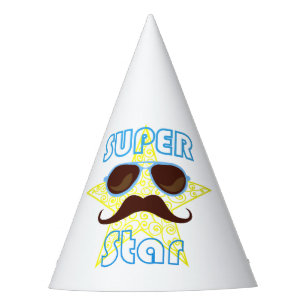 Chapeaux De Fètes Super Star avec lunettes de soleil et moustache