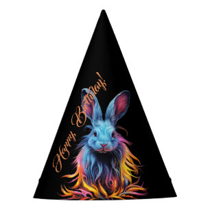 Chapeaux De Fètes Superbe Lapin Bleu en feu