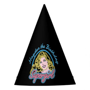 Chapeaux De Fètes Supergirl Retro Neon Lights Graphic