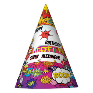 Chapeaux De Fètes Superhero Monogramme Anniversaire Surprise Enfants