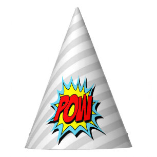 Chapeaux De Fètes Superhero Pow à thème - Gris