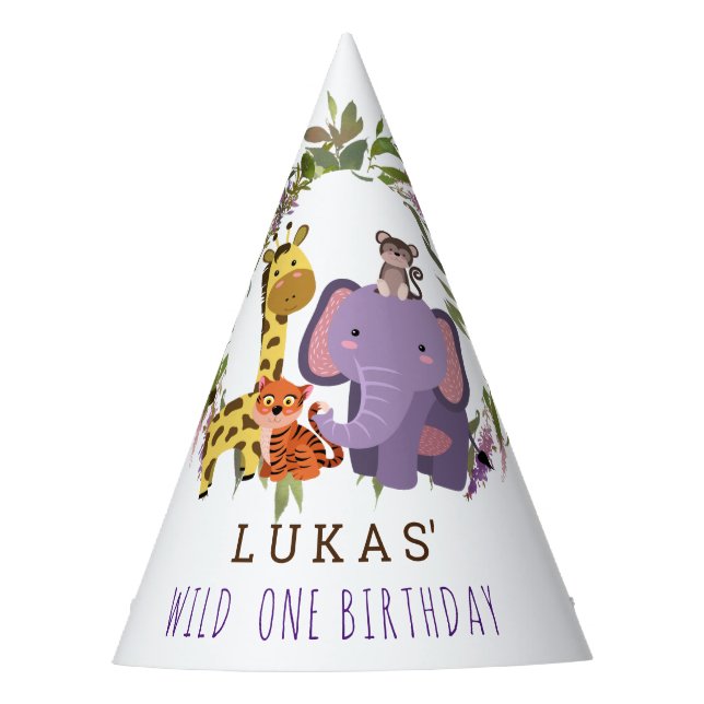 Chapeaux De Fètes Sweet Jungle Safari animal 1er anniversaire fête (Devant)