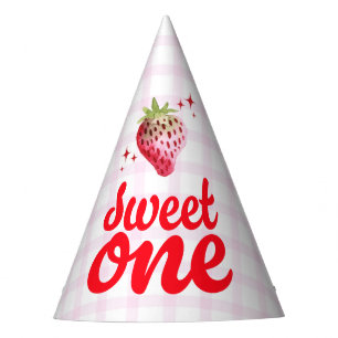 Chapeaux De Fètes Sweet One Aquarelle fraise Premier Anniversaire