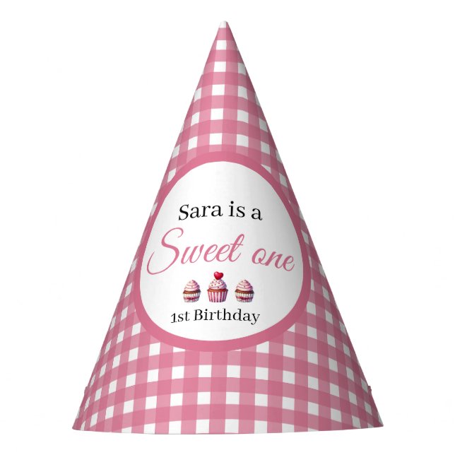 Chapeaux De Fètes Sweet One Cupcake for 1st Birthday Girl Party  (Devant)