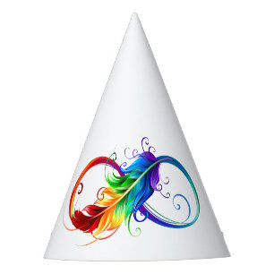Chapeaux De Fètes Symbole d'infini avec plume arc-en-ciel