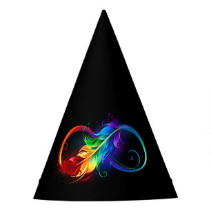 Chapeaux De Fètes Symbole d'infini avec plume arc-en-ciel