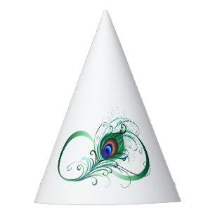 Chapeaux De Fètes Symbole d'infini avec plume de paon