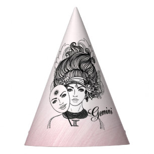 Chapeaux De Fètes Symbole et signe du zodiaque Gemini rose
