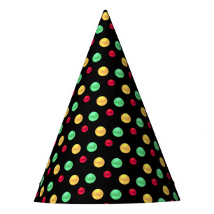 Chapeaux De Fètes Taches multicolores à pois sur fond noir