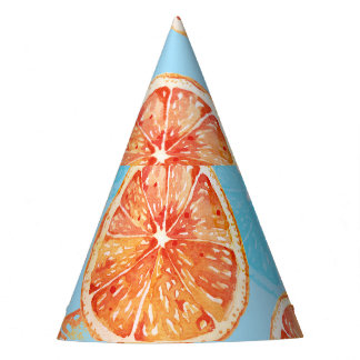 Chapeaux De Fètes Tangerines Aquarelle : Bleu Tissu Luxueux