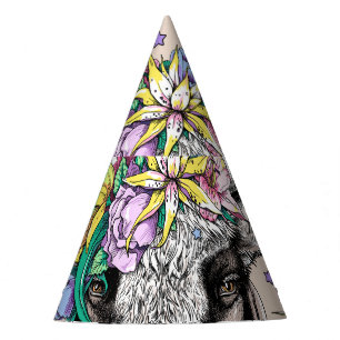 Chapeaux De Fètes Taureau floral - Illustration Vintage