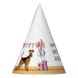 Chapeaux De Fètes Terrier Airedale Anniversaire Coloré Pastel