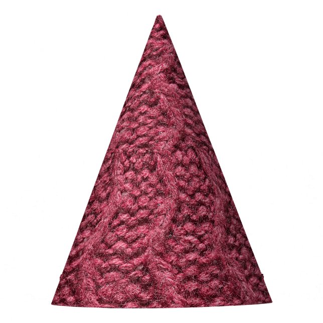 Chapeaux De Fètes Texture de chandail en nappe, cerise pourpre. (Devant)