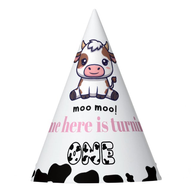 Chapeaux De Fètes Thème de vache pour le premier anniversaire (Devant)
