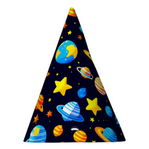 Chapeaux De Fètes Thème spatial coloré avec planètes