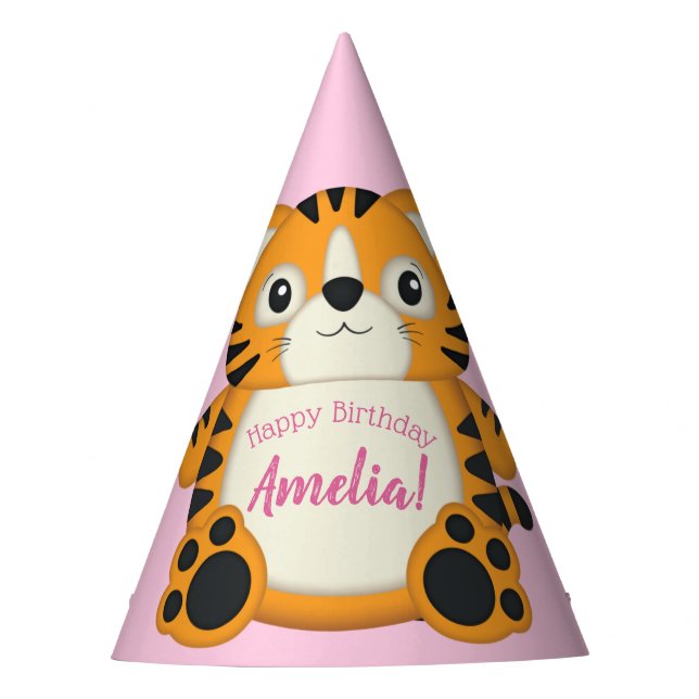 Chapeaux De Fètes Tiger Anniversaire Pink (Devant)