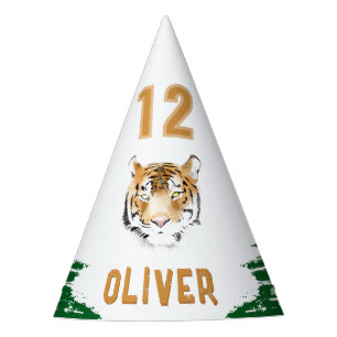 Chapeaux De Fètes Tiger Head Aquarelle Jungle Anniversaire
