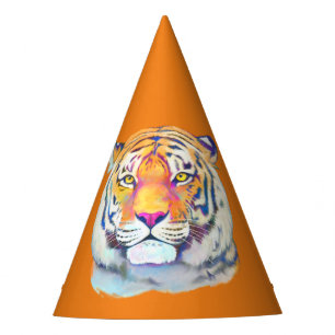 Chapeaux De Fètes Tigre dans le casquette d'anniversaire de couleurs
