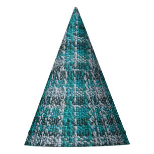 Chapeaux De Fètes Tissu écossais turquoise, arrière - plan texturé.