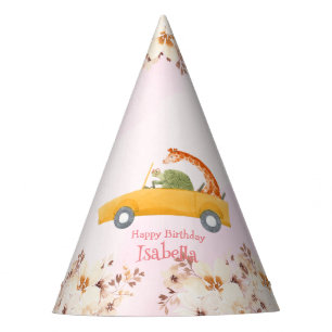 Chapeaux De Fètes Tortue mignonne Giraffe Fleur tropicale Fête d'ann